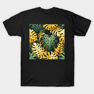 Yellow Green Monstera Tropical Leaves T-Shirt